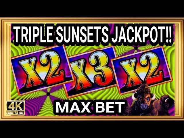 Wow! TRIPLE SUNSETS JACKPOT at MAX BET $360 Buffalo Gold Slot