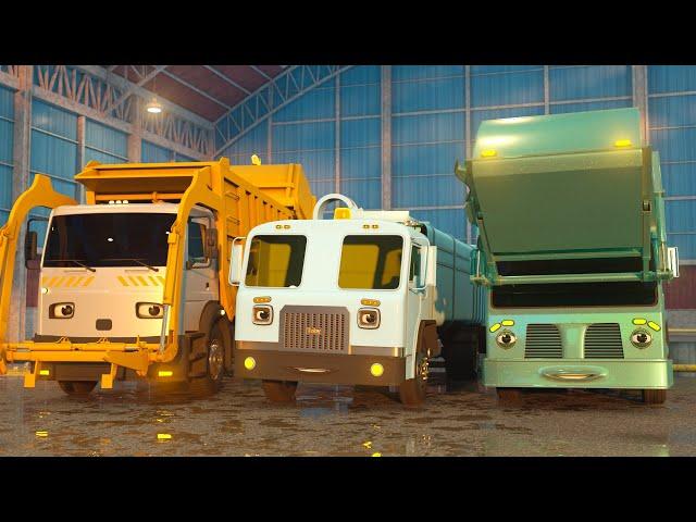 Learn About Waste Recycling and Disposal with George, Toby & Teal the Garbage Trucks | A DAY AT WORK