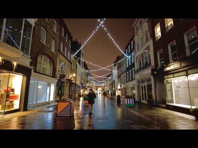 [4K] Evening walk through the  streets of London After Rain - Oxford Street / Bond Street Station