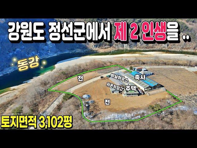 [NO. 691] 강원도 정선군 동강앞 넓은토지와 축사, 전원주택까지 포함하여 모두 드리고갑니다.