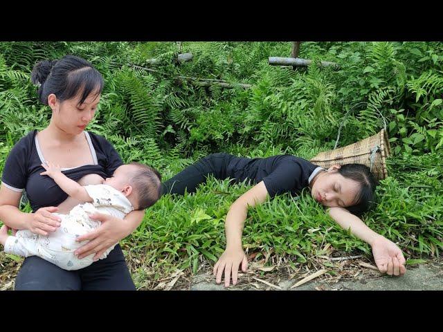 17 year old mother picked wild vegetables and slipped and fell - making cakes to eat with everyone