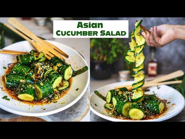 Asian Spiral Cucumber Salad Recipe | Asian Salad With Cucumbers | Spicy Cucumber Salad | Vegan