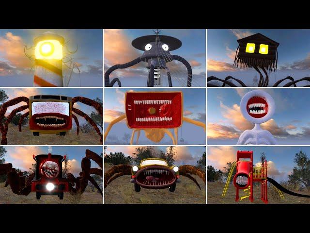 Monster Battle: HOUSE HEAD, LIGHTHOUSE, BUS EATER, TRIPOD, SIREN HEAD, MEGAHORN, CAR EATER