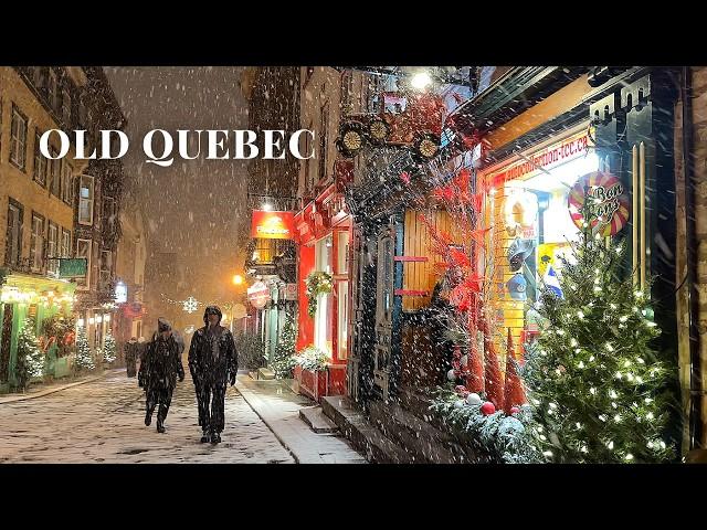  Alice im Winterwunderland Schneefall in der Altstadt von Quebec bei Nacht und am frühen Morgen