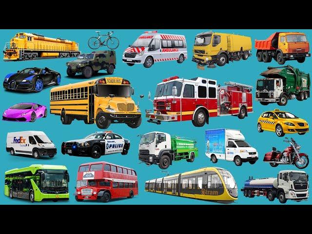 Police Cars, Ambulances, Fire Trucks, Trucks, Cars, Buses, Street Vehicles - Vehicle Name Sounds