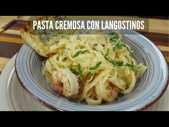 Fettuccine cremoso con langostinos | Al estilo de Cocinando con Nando