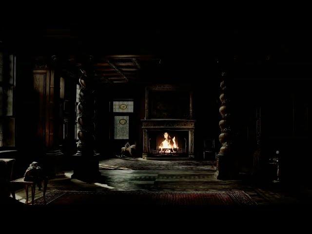 Haunted Halloween Mansion Fireplace with Thunder, Rain and Howling Wind No Ads