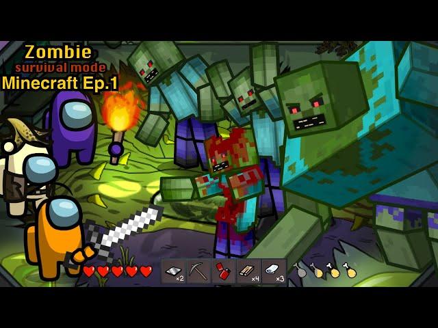 Minecraft Mutant Boss vs Among Us  Survival Mode Zombie - Animation