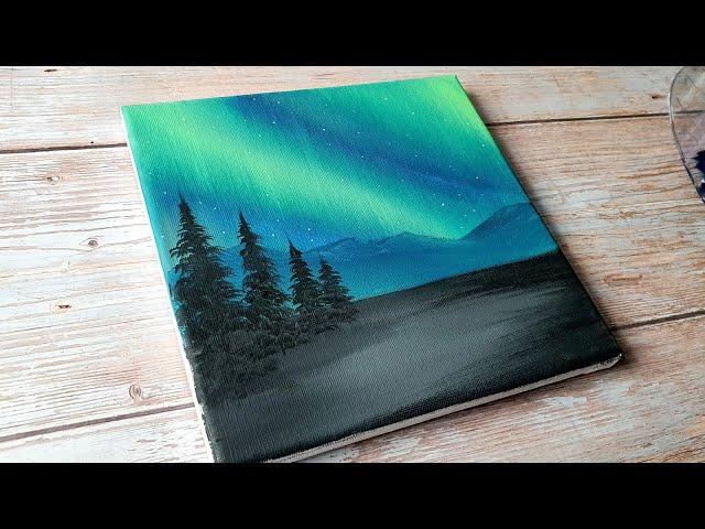 easiest way to paint the northern lights / easy acrylic painting for beginners ️