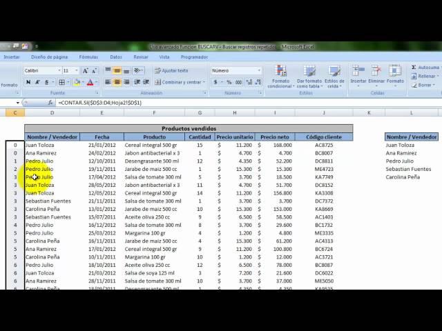 Uso avanzado función BUSCARV - Registros repetidos