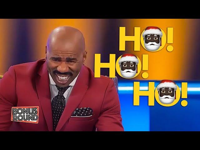 SANTA! Funny Steve Harvey Family Feud Answer & Reactions