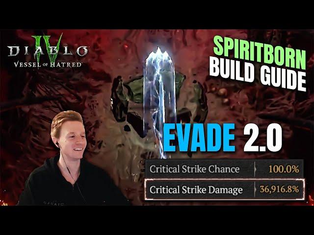 EVADE 2.0 - 36k CRIT DMG Spiritborn Build Diablo 4 Vessel of Hatred