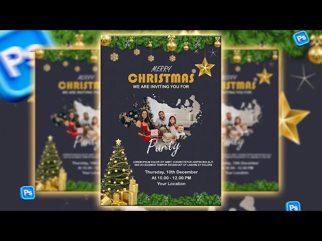 Christmas Party Flyer Design in Photoshop | Step-by-Step Tutorial