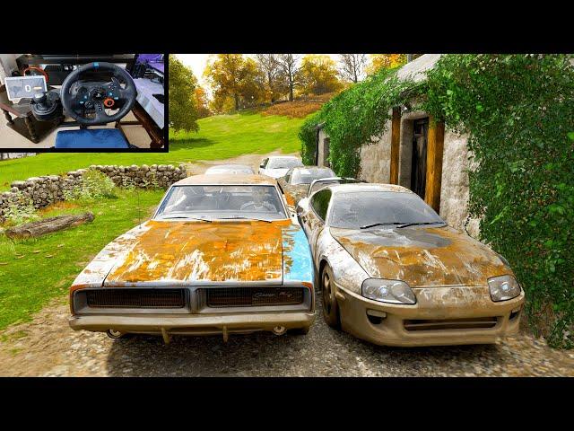 Restoring Abandoned Fast and Furious Cars Forza Horizon 4 (Steering Wheel +Shifter Gameplay)