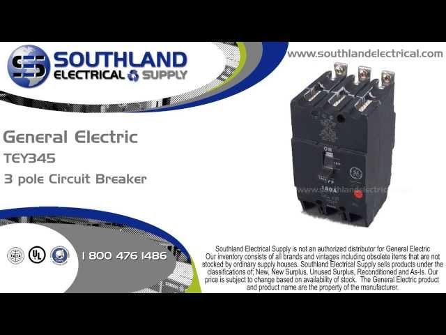 General Electric TEY345, 45 Amp, 277/480 Volt, 3 Pole Circuit Breaker