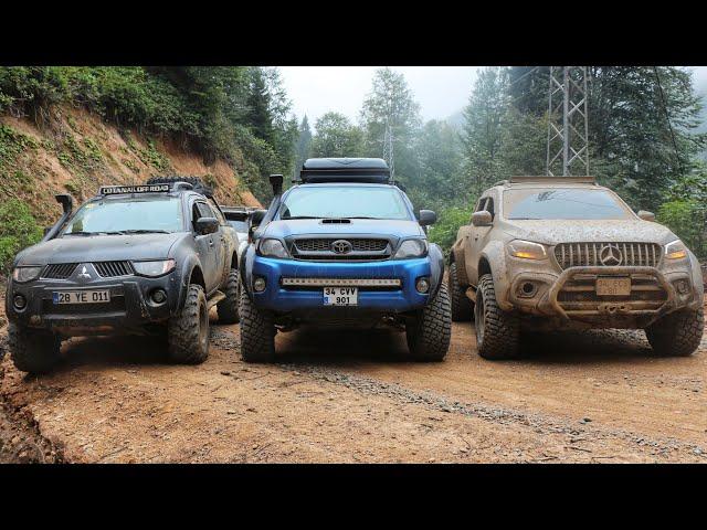 Mercedes X CLASS vs Navara vs Hilux vs L200  OFF ROAD @TURKIYE | PICK UP CHALLENGE 