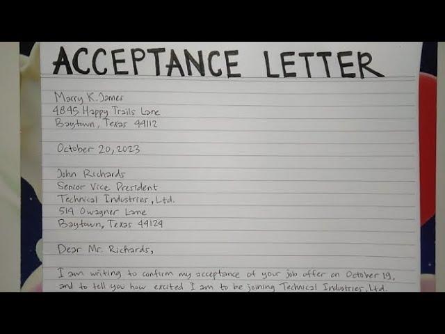 How To Write An Acceptance Letter Step by Step Guide | Writing Practices