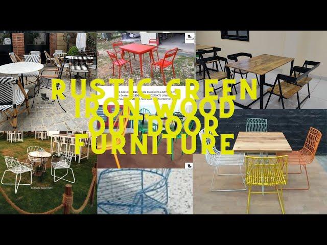 Rustic Green Iron, Wood Outdoor Furniture #outdoorfurniture #restaurants