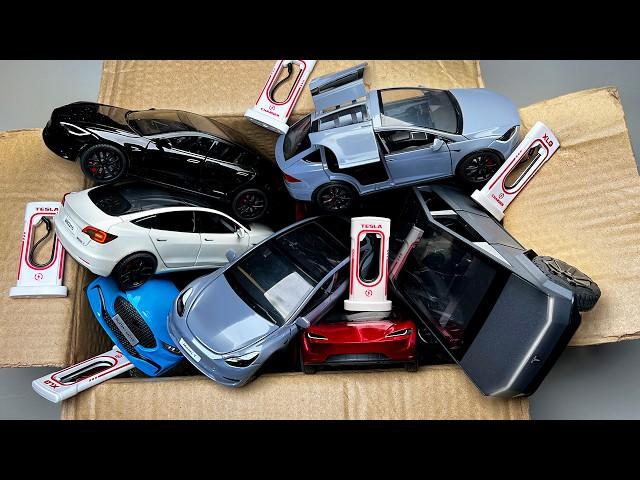 Box Full of TESLA Diecast Model Cars - Model X/Y/3/S Cybertruck 