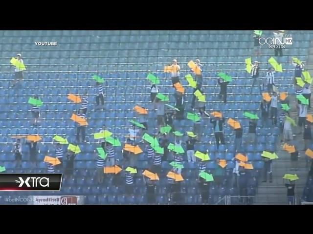 Magdeburg Fans Point Arrows At The Goal To Help Their Team Score