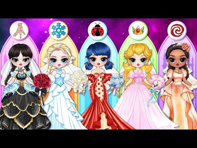 If Elsa, Wednesday & Ladybug Get Wonderful Wedding Dress | Best DIY Fashion Paper Dolls