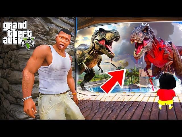 GTA 5 Telugu – Franklin&Shinchan ATTACKED by T-REX DINOSAURS!  in gta5
