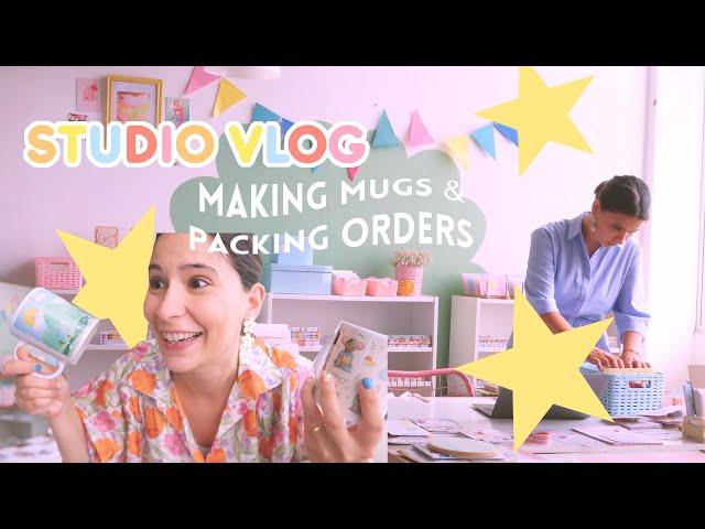 studio vlog  Making MUGS and SOCKS, packing orders and sending SUBSCRIPTION BOXES!