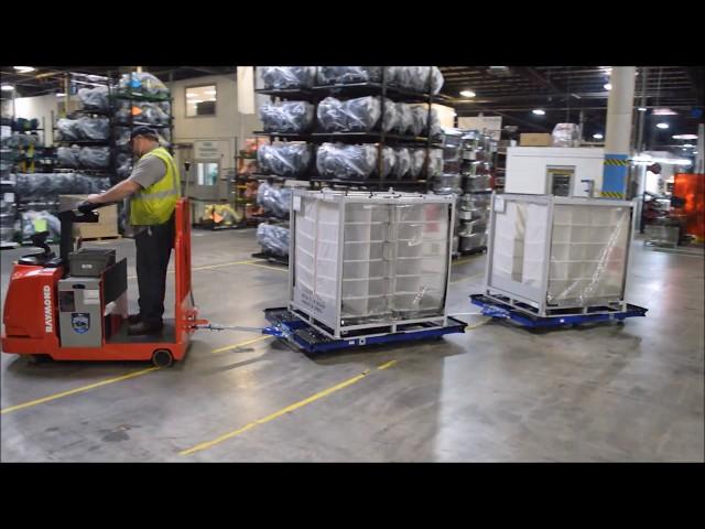 FlexQube industrial tugger carts together with Raymond tugger