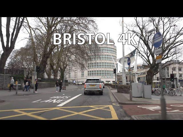 Bristol 4K - Sunday Morning - Driving Downtown - England