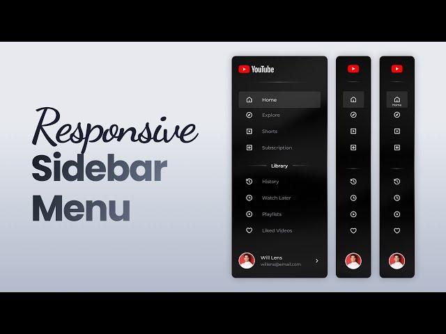 Responsive Sidebar Menu Using HTML CSS & JavaScript