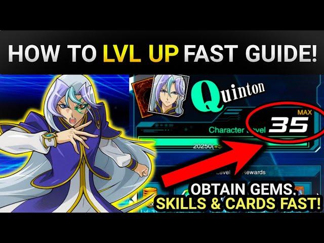 The Fastest LVL UP Guide From LVL 1 - Max LVL! | Farm Gems, Skills & Cards Fast! [Yugioh Duel Links]