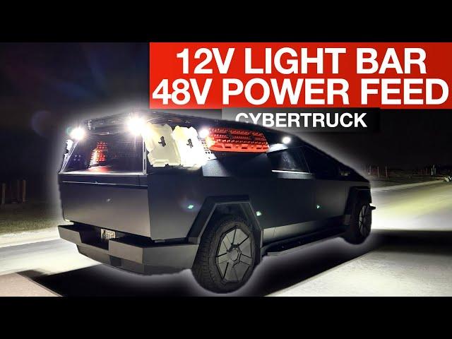 Tesla Cybertruck - Power Feed Light Bar Install - Step Down 48v to 12v and Wiring DIY