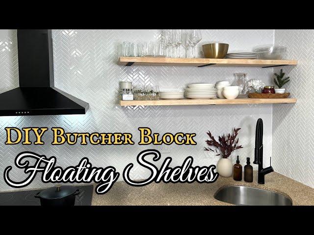 DIY Butcher Block Floating Shelves