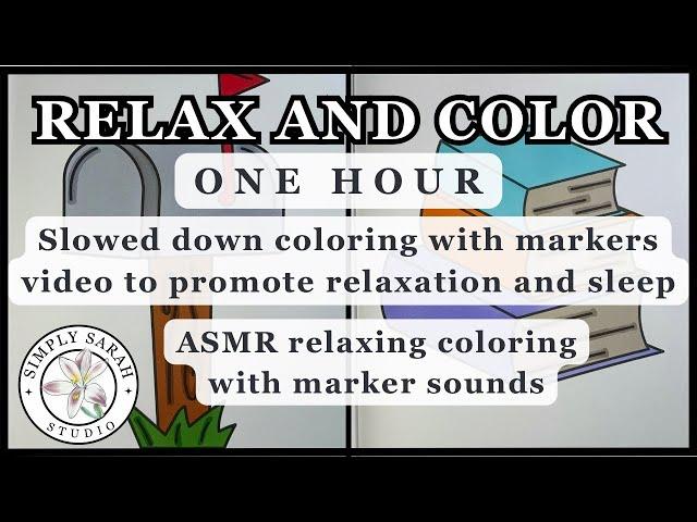 ONE HOUR coloring for relaxation  | ASMR sounds coloring book w/markers | Relaxing video for sleep