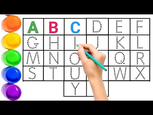 Alphabet, ABC song, ABCD, A to Z, Kids rhymes, collection for writing along dotted lines for toddler