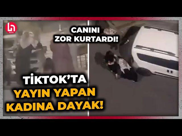 AKILALMAZ OLAY! TikTok yayını yapan kadını sokak ortasında darbettiler!