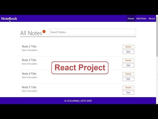 Simple Notebook | React JS with Context Store Management System | SChoolWab