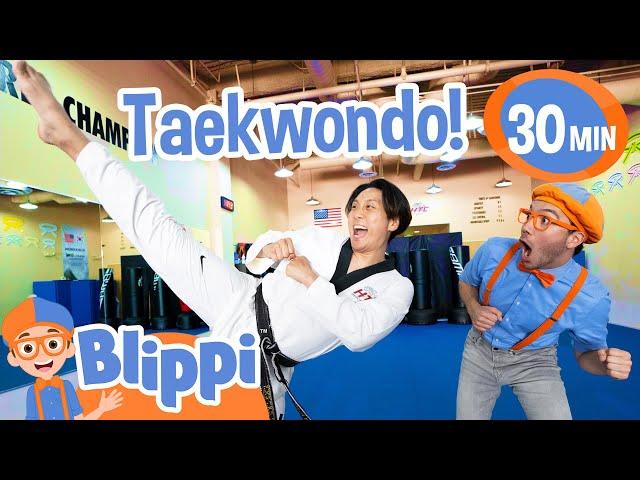 Blippi Masters a Front Kick in Taekwondo! Educational Videos for Kids