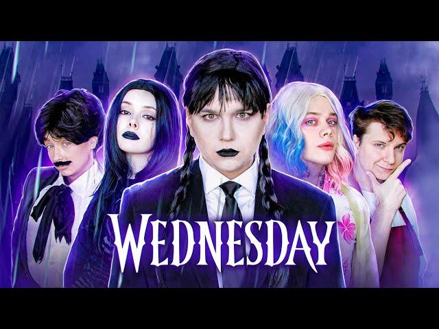 БЮДЖЕТНЫЙ КОСПЛЕЙ на WEDNESDAY  ПОВТОРЯЕМ СЕРИАЛ в ДОМАШНИХ УСЛОВИЯХ (Уэнсдей)