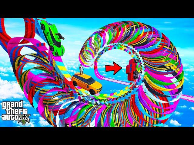 FRANKLIN TRIED MULTIPLE SPIRAL LOOPS MEGA RAMP PARKOUR CHALLENGE GTA 5 | SHINCHAN and CHOP