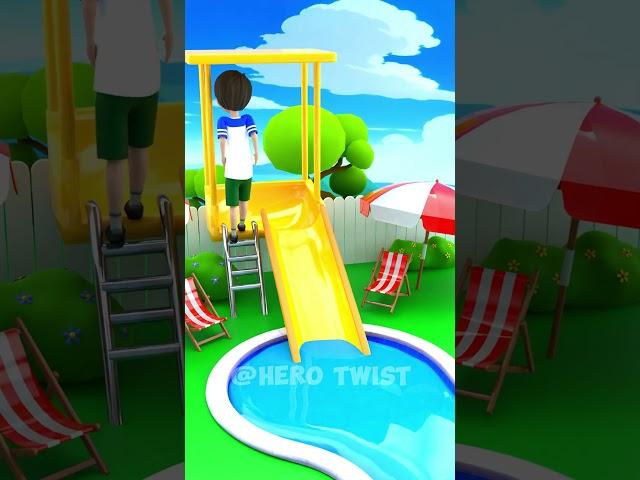 Bro's Trying Water Slide  #animatedshort #funnyanimation  #shorts #animation  #blenderanimation