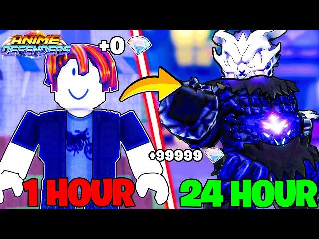 I PLAYED ANIME DEFENDERS FOR 24 HOURS AND BECAME OVERPOWERED! [ROBLOX]