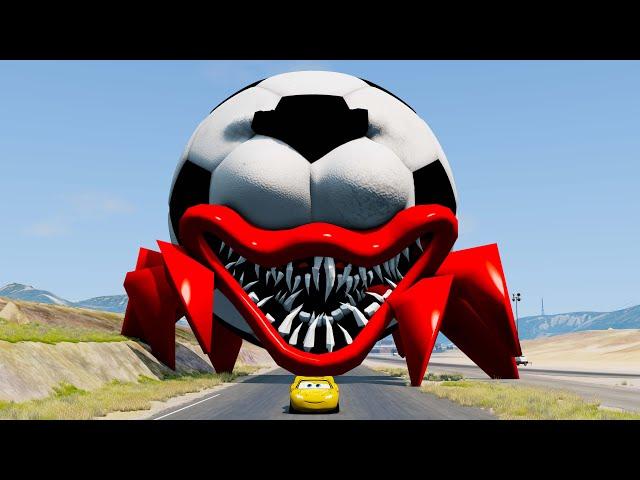 Epic Escape from the Giant Ball Eater | Lightning McQueen vs Ball | BeamNG.Drive