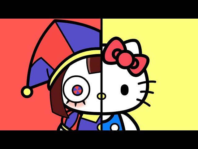 Hello Kitty x Pomni Makeup Transformation (The Amazing Digital Circus) ポムニ x ハローキティ