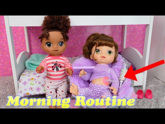 Baby Alive twins Morning Routine Feeding and changing