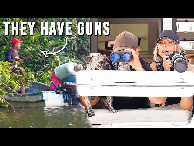 SHOTS FIRED   Taking Cover in our Catamaran | Harbors Unknown Ep. 93