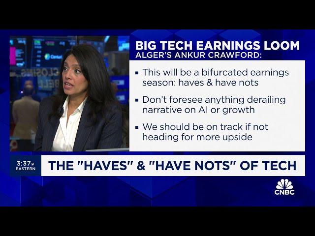 Big tech earnings will be bifurcated, says Alger's Ankur Crawford