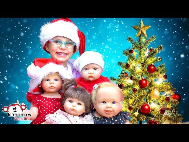 My Reborns! Trip to Santa!  Adeline, Hunter, Ireland & Katelyn Visit Santa! 