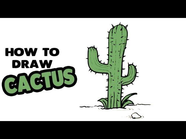 How to Draw a Cactus Cute - Step by Step for Beginners and kids - How to Draw Easy Things