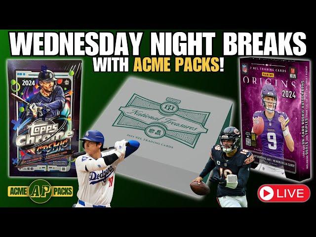 NATIONAL TREASURES, ORIGINS FOOTBALL, & COSMIC BASEBALL! Wednesday Night Sports Card Group Breaks!